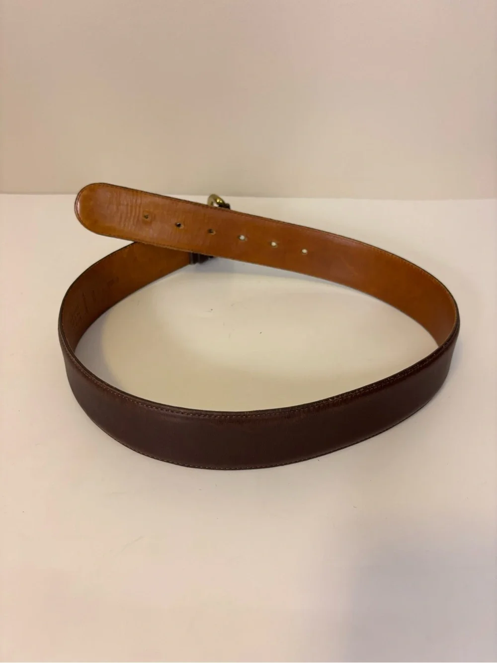 Coach Brown Leather Dress Belt with Embossed Logo Women’s Medium